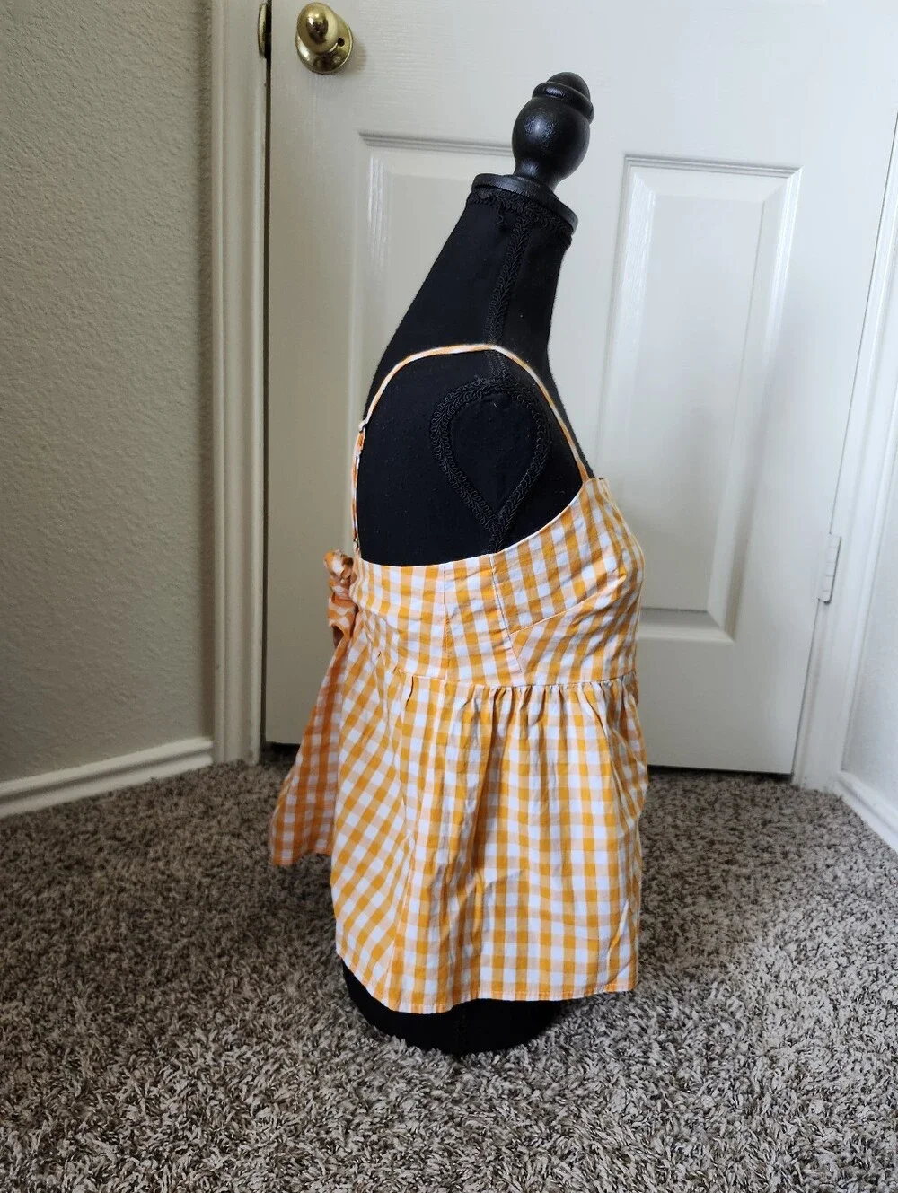 J Crew Orange Gingham Spaghetti-Strap Women’s Top 6